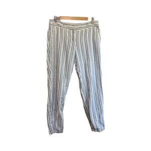 LOFT Marisa Pants Women 8 Blue White Excellent Striped Linen Blend Joggers